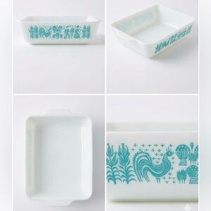 Pyrex White and Teal Bakeware Dish Amish *SUPER RARE*